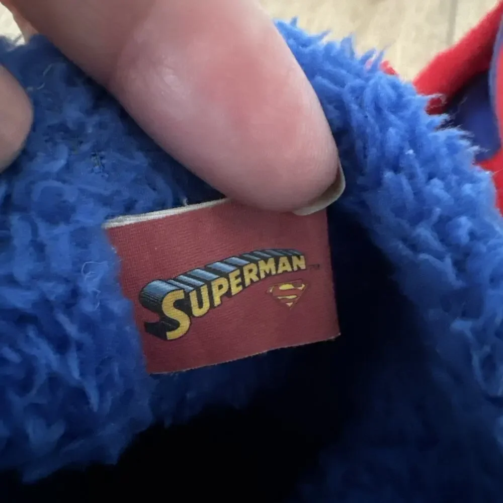 DC Comics Superman Plush Slippers Kids Sz 13-1 Cape Non Slip House Shoes